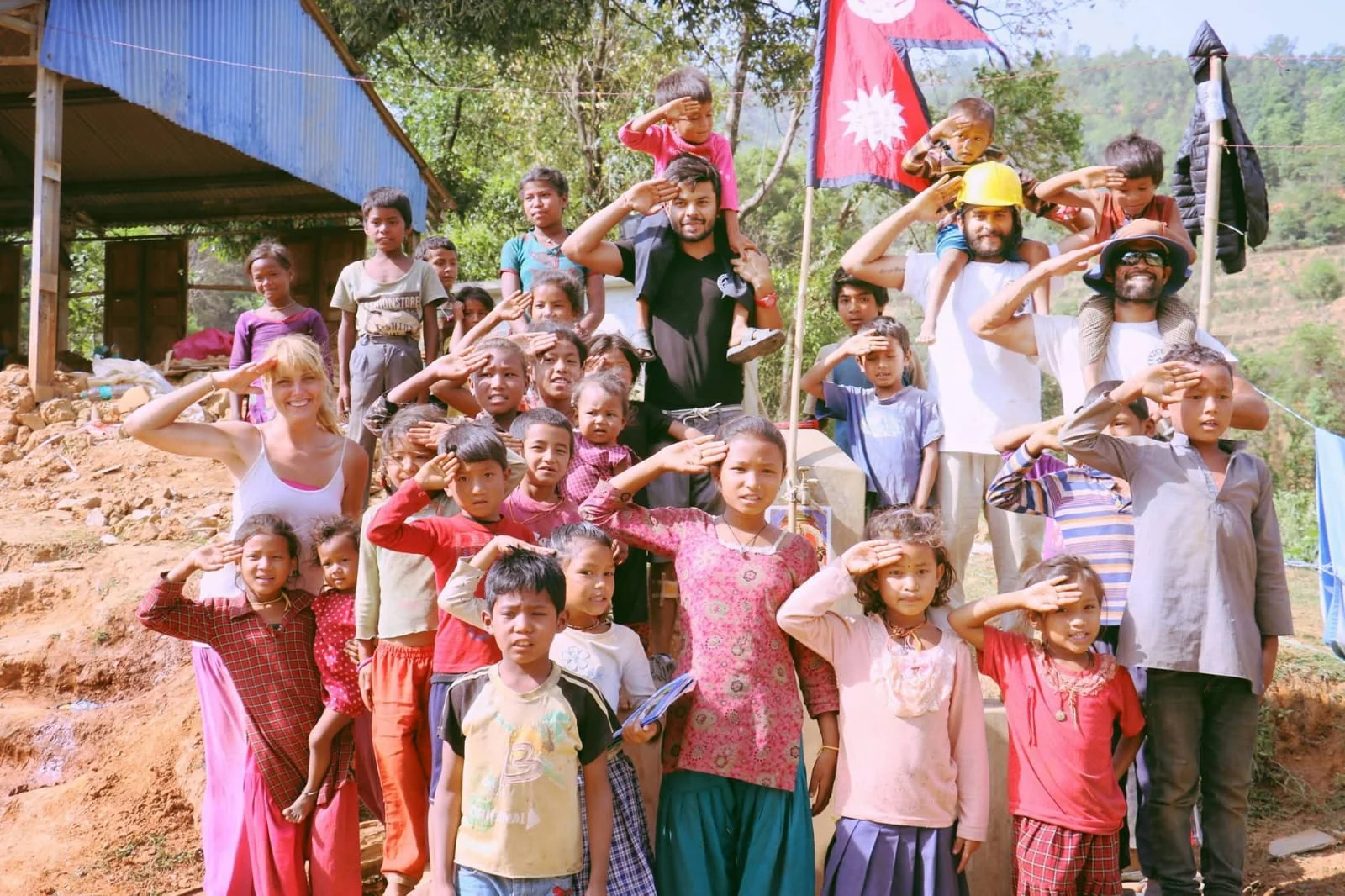 Children photographed during Helping Hands Nepal community work